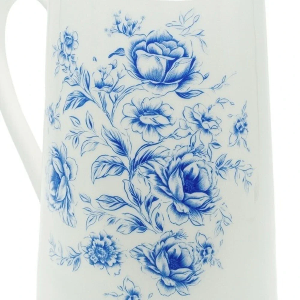 My Texas House Blue White Floral Stoneware Pitcher 3qt Toile Americana‎ Decor